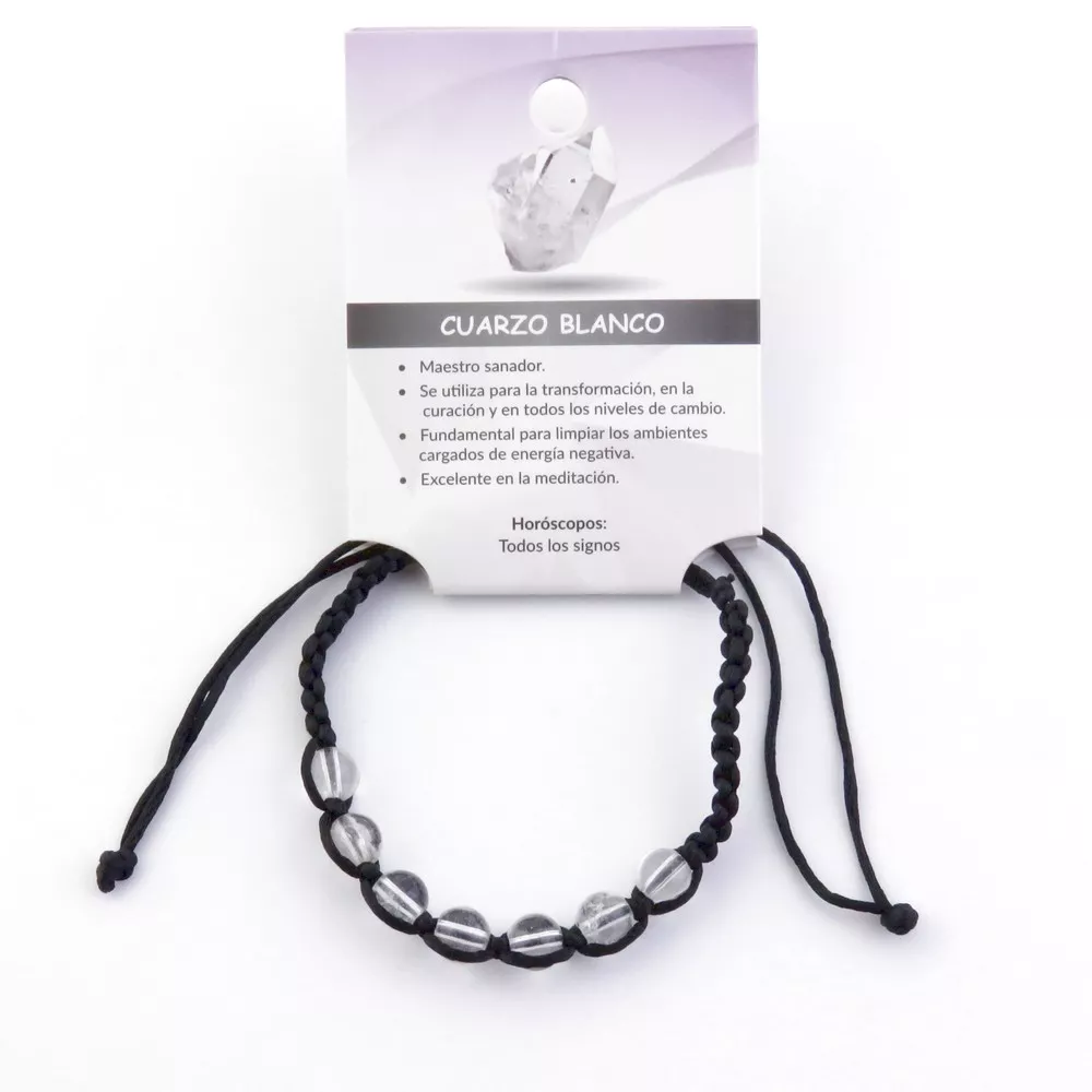 Descubre los beneficios de usar una pulsera elástica de cuarzo blanco cristalino. Conecta con tu chakra corona, encuentra clarid