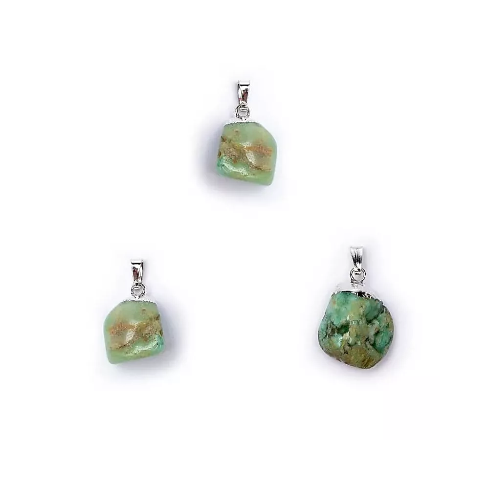 Colgante unisex de piedra de Crisoprasa en bruto natural de Brasil