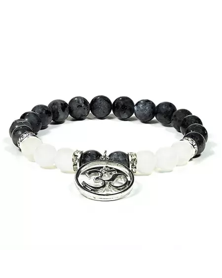 Pulsera de Labradorita y Ágata Blanca con Om: Usos, Beneficios y Chakras