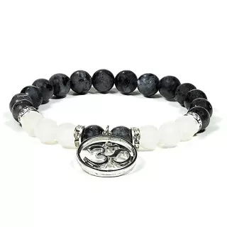 Pulsera de Labradorita y Ágata Blanca con Om: Usos, Beneficios y Chakras