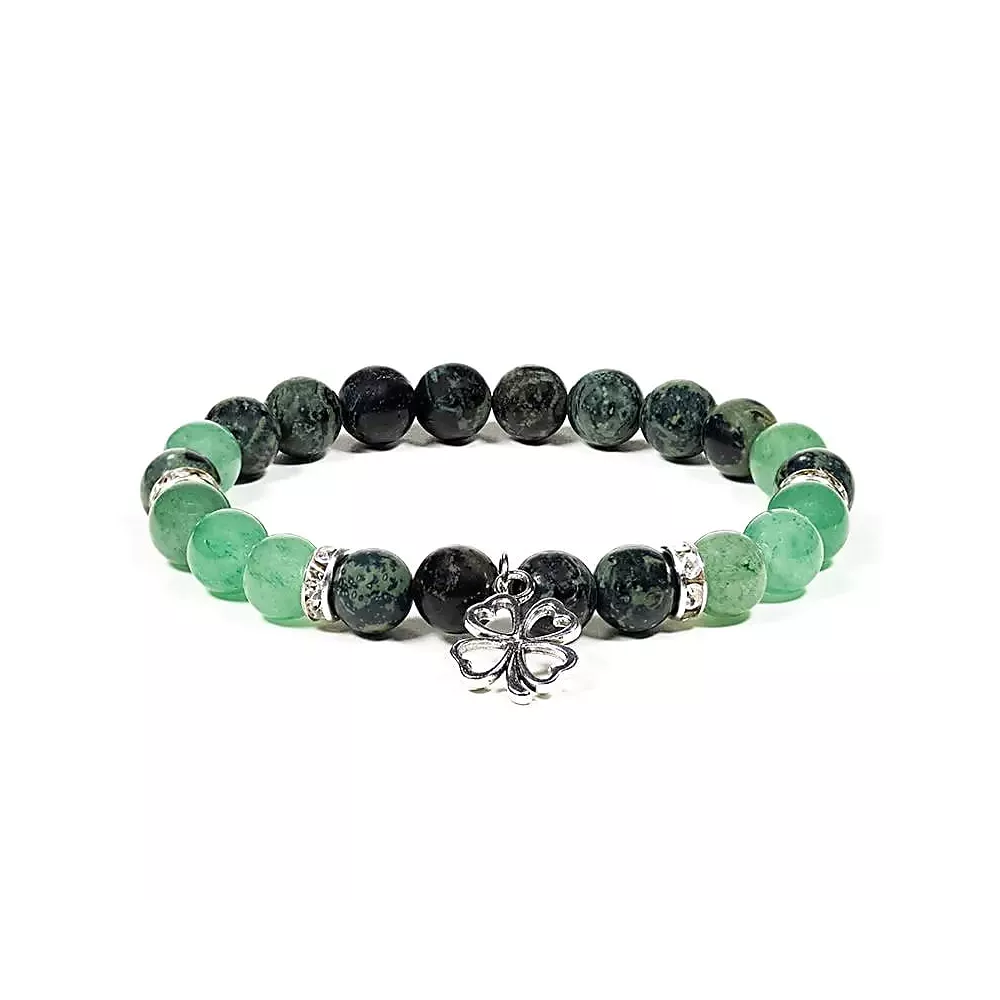 Pulsera de Jaspe Kambaba y Aventurina con Trébol: Usos, Beneficios y Chakras