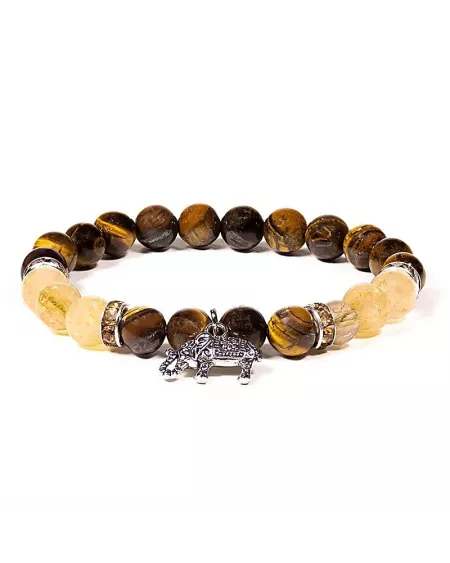 Pulsera de Ojo de Tigre y Cuarzo Rutilado con Elefante: Usos, Beneficios y Chakras