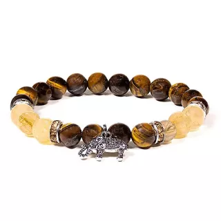 Pulsera de Ojo de Tigre y Cuarzo Rutilado con Elefante: Usos, Beneficios y Chakras