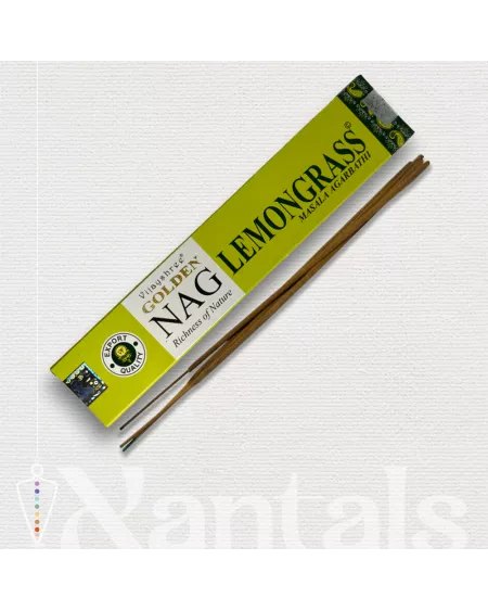 Incienso de Lemongrass Golden NAG MASALA AGARBATHI de Vijayshree: Beneficios y Usos