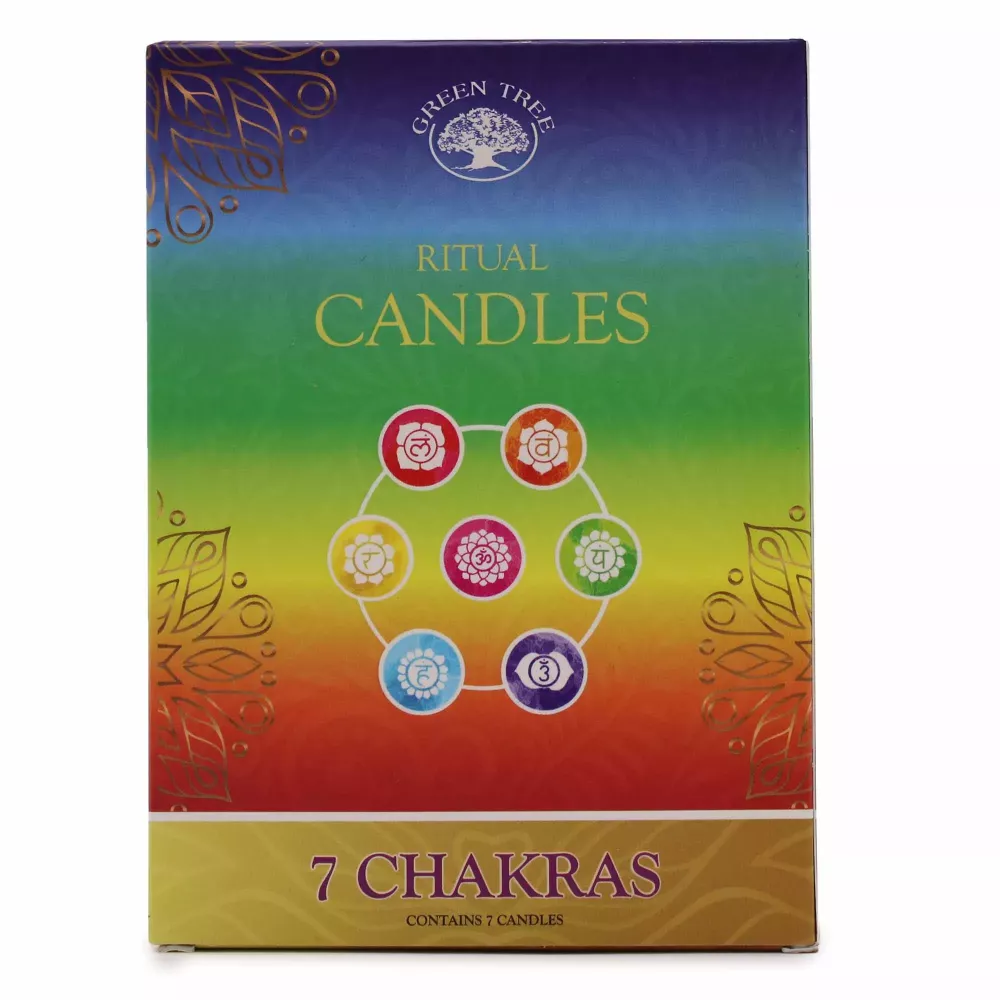 Paquete de 7 Velas de los 7 Chakras de Green Tree: Usos, Rituales y Beneficios