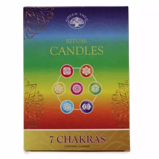 Paquete de 7 Velas de los 7 Chakras de Green Tree: Usos, Rituales y Beneficios