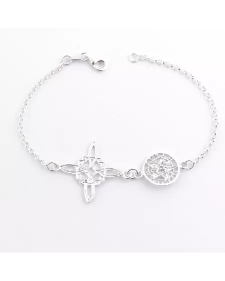 Pulsera de Plata con Nudo de Bruja y Tetragrammatón: Un Amuleto de Poder y Elegancia