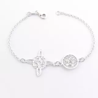 Pulsera de Plata con Nudo de Bruja y Tetragrammatón: Un Amuleto de Poder y Elegancia