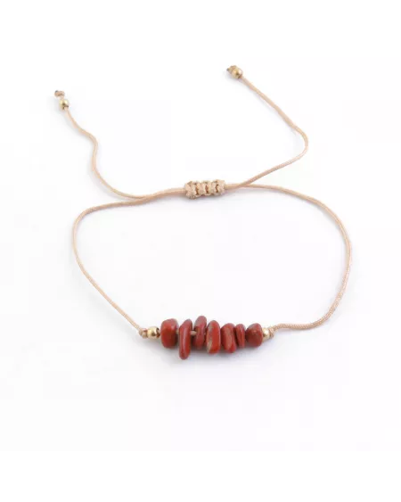 Pulsera de cordón con nudo corredizo con chips de piedras naturales de Jaspe Rojo: Chakras, Horóscopos y Beneficios Espirituales