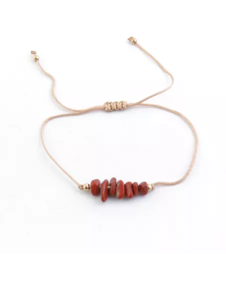 Pulsera de cordón con nudo corredizo con chips de piedras naturales de Jaspe Rojo: Chakras, Horóscopos y Beneficios Espirituales