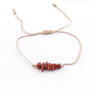Pulsera de cordón con nudo corredizo con chips de piedras naturales de Jaspe Rojo: Chakras, Horóscopos y Beneficios Espirituales