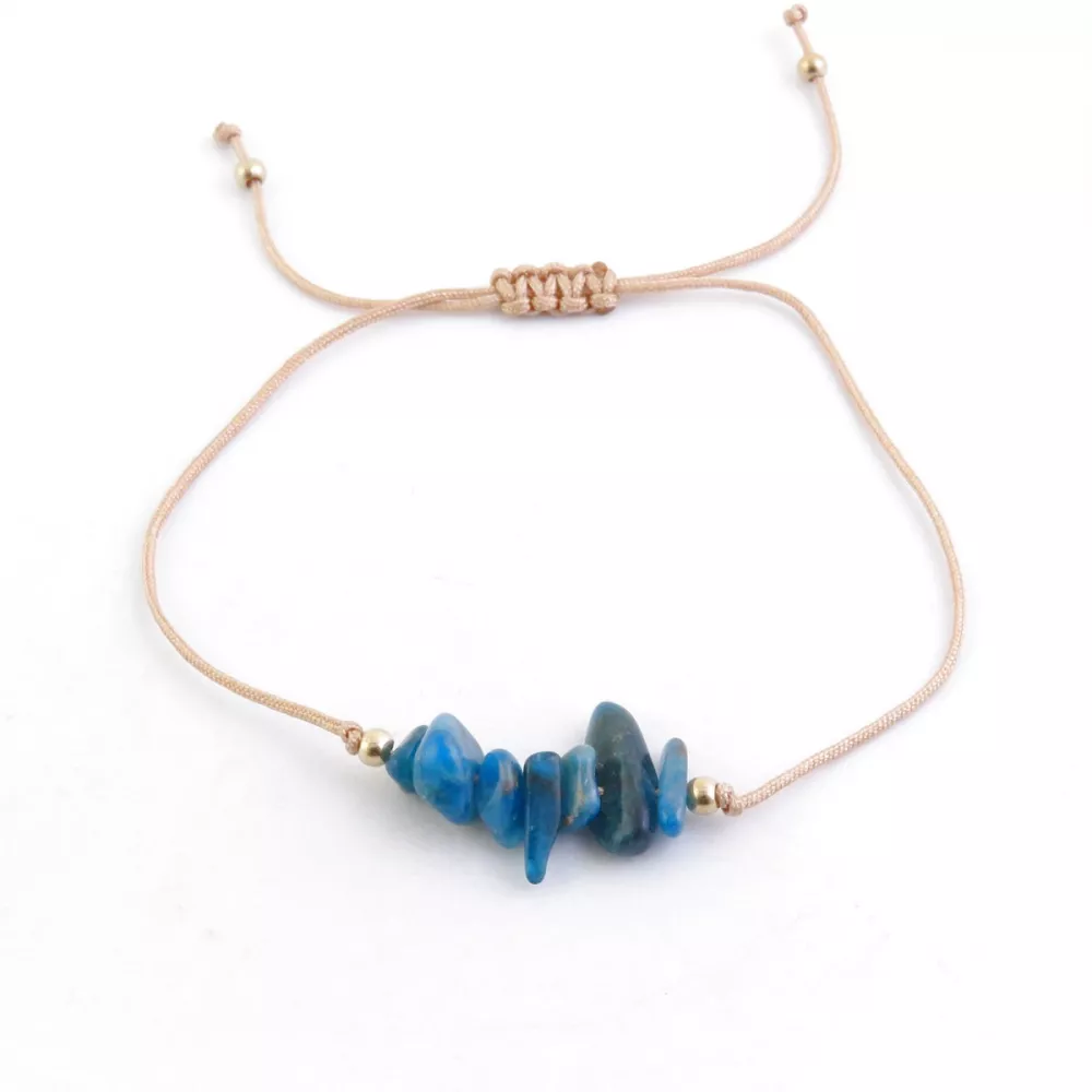 Pulsera de cordón de piedras chips de Apatita: Chakras, horóscopos y manifestación. ¡Compra YA!