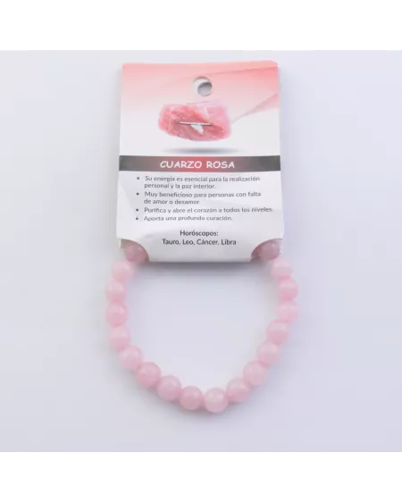 Pulsera Elástica de Cuarzo Rosa. Beneficios, Chakras y Horóscopos