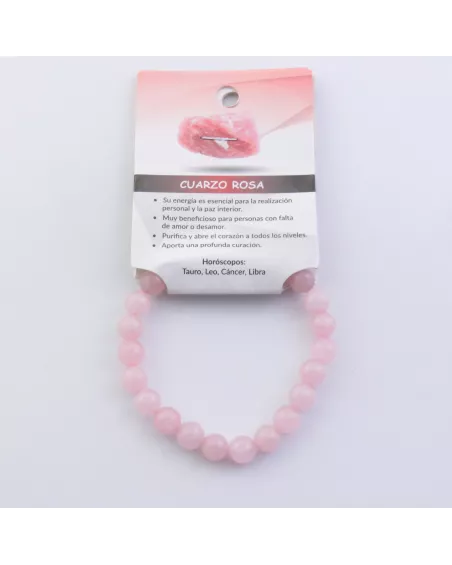 Pulsera Elástica de Cuarzo Rosa. Beneficios, Chakras y Horóscopos