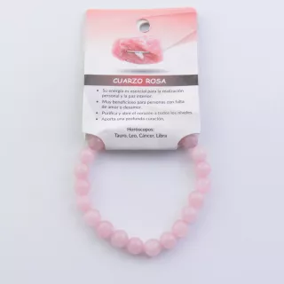 Pulsera Elástica de Cuarzo Rosa. Beneficios, Chakras y Horóscopos