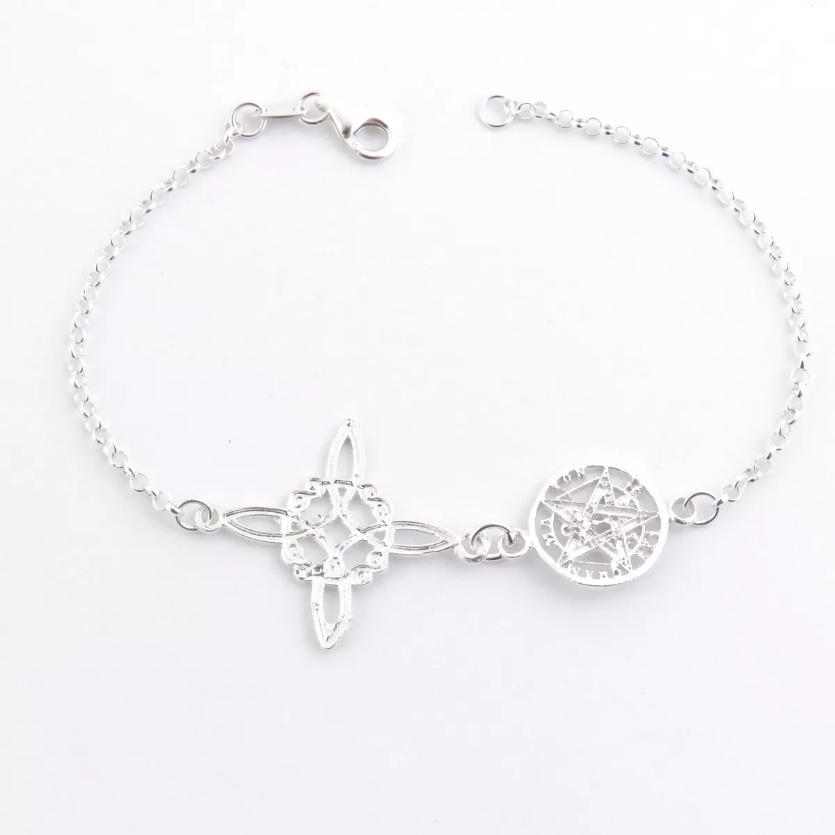 Pulsera y colgante de Doble Protección: El poder del Nudo de Bruja y el Tetragrammaton